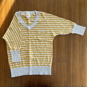 ⚡️ 5/$10 Mossimo Yellow & Cream Sweater V-Neck 3/4 Sleeve Small